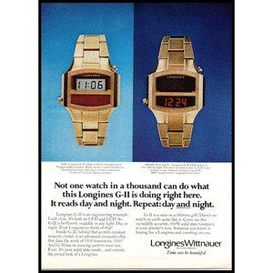 1976 Lingines Wittnauer G-II Day and Night Watch Vintage Print Ad Wall Art Photo